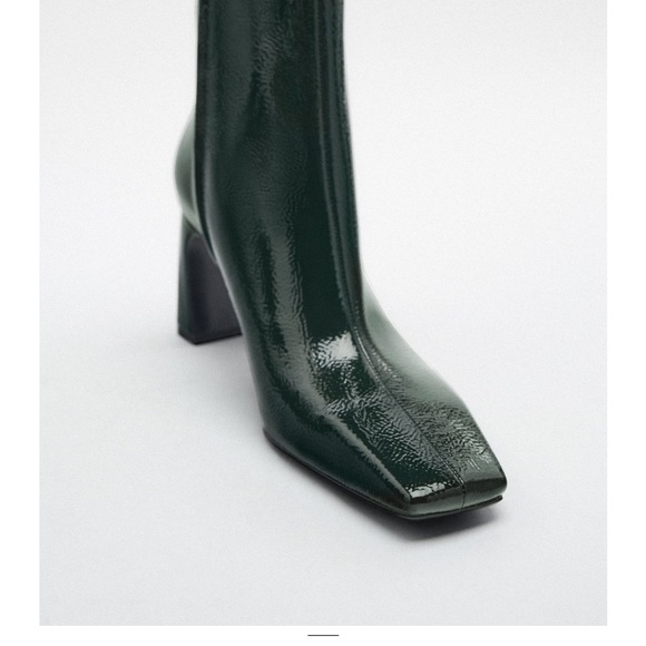 Zara Square Toe Patent Bootie Black Size 37 New without tag - Picture 3 of 10